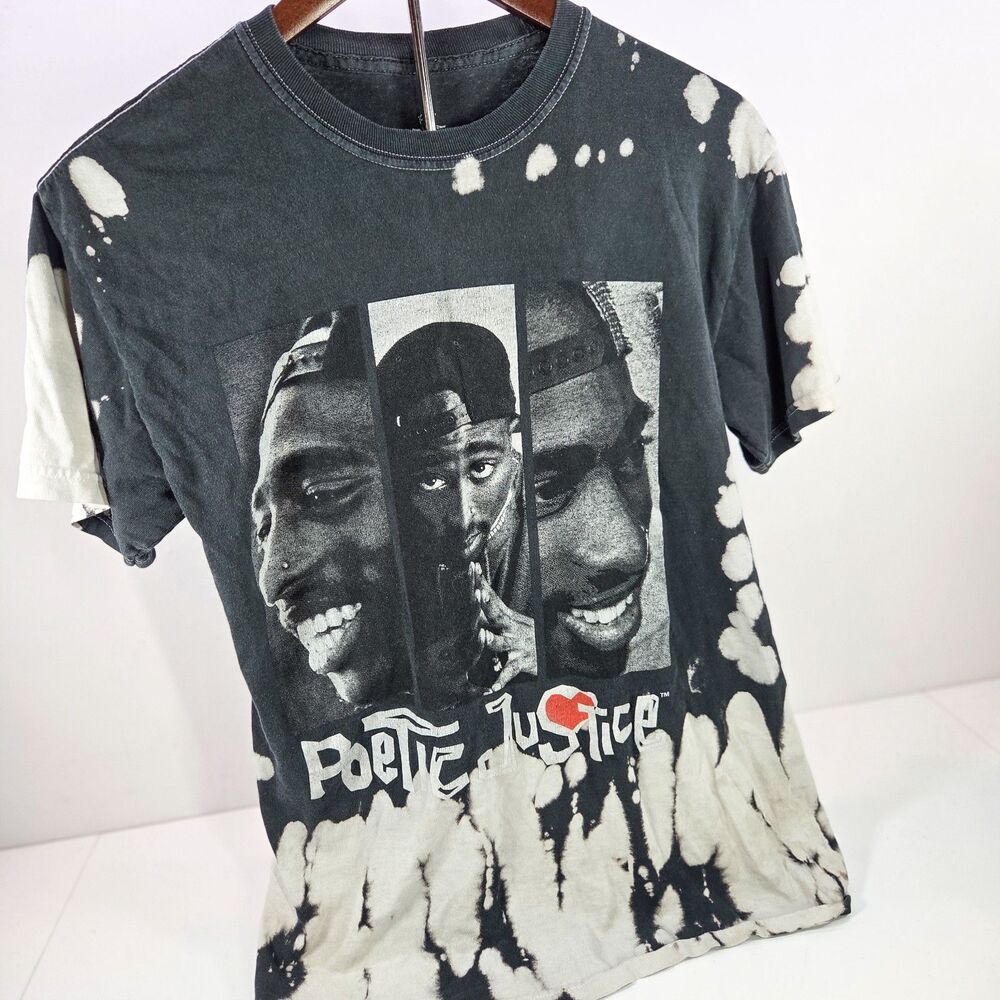Poetic Justice Tupac Shakur T-Shirt Men’s Medium Black Gray Tie Dye Movie Tee